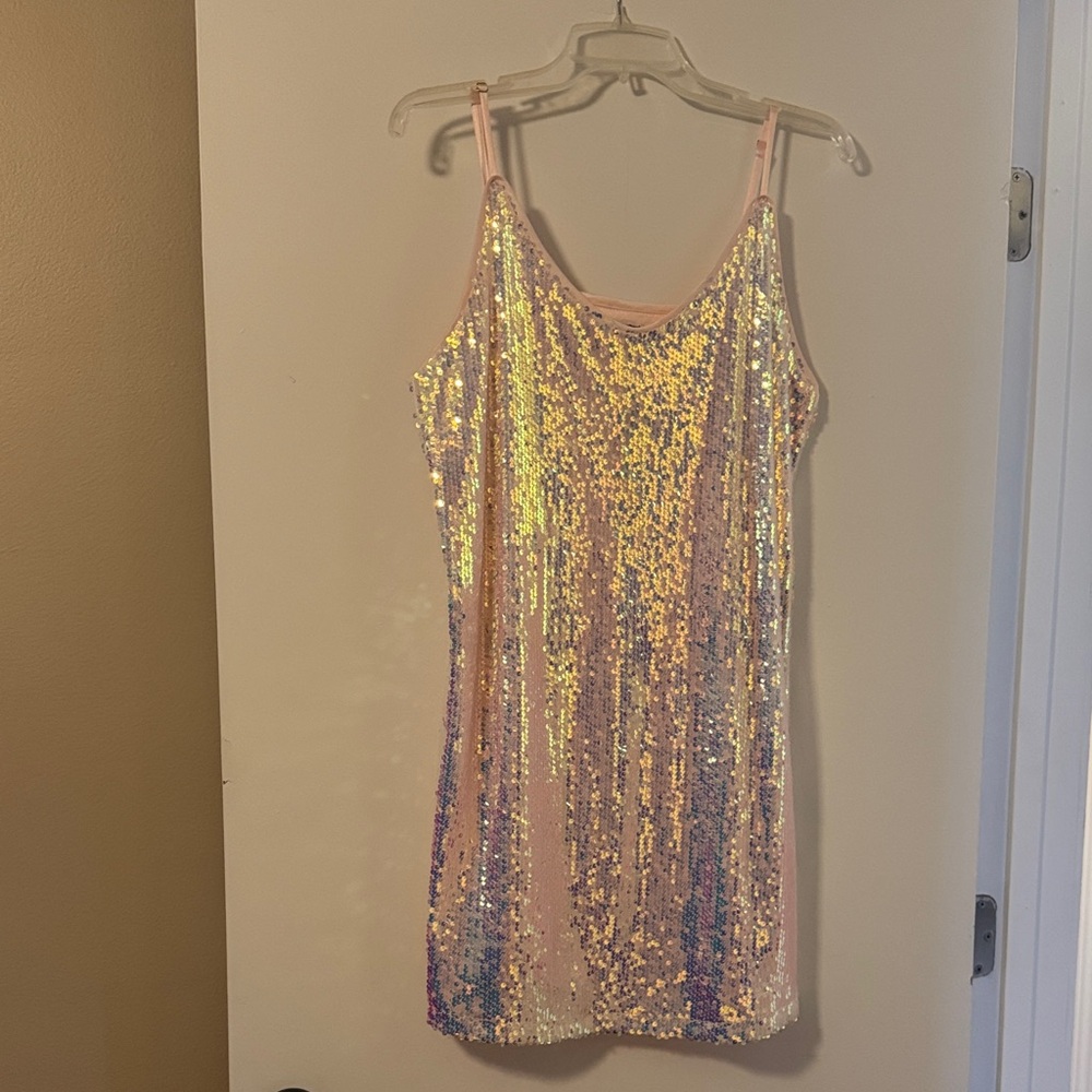 Allegra K Sequin Mini Dress - Pink and Gold